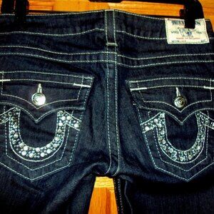 True Religion JULIE Women's Crystal Embellished Skinny Jeans Dark Wash Size 26